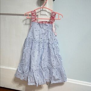 Blue Patriotic Kids Dress with Stars and Pockets